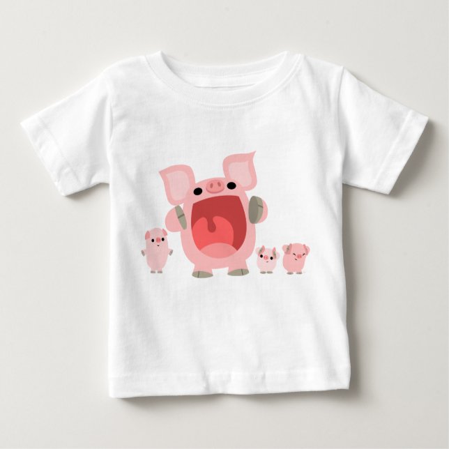 Gritando Cartoon Porcos Camiseta Bebê (Frente)