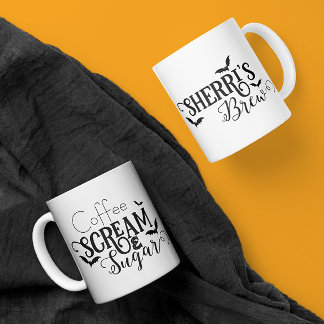 Gritar de café e caneca de açúcar