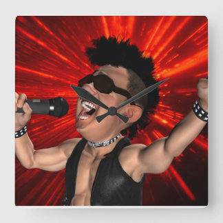 Gritares malucos e relógio de parede quadrada por