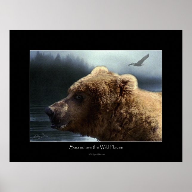 GRIZZZZY BEAR Wilderness Art Poster (Frente)
