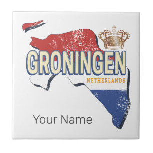 Groningen Países Baixos - Mapa Retro Holandês Vint