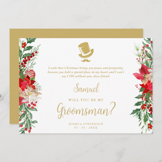Groomsman Fancy Luxury Christmas Proposal Card (Frente/Verso)