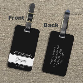 Groomsmen Thank You Monogram Black Luggage Tags 