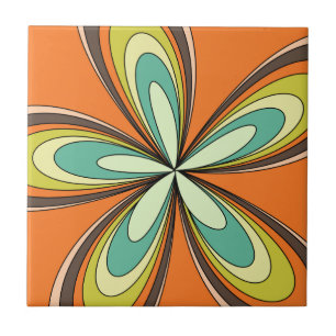 Groovy 60s 70s Flor de Hippie Laranja Retro Daisy