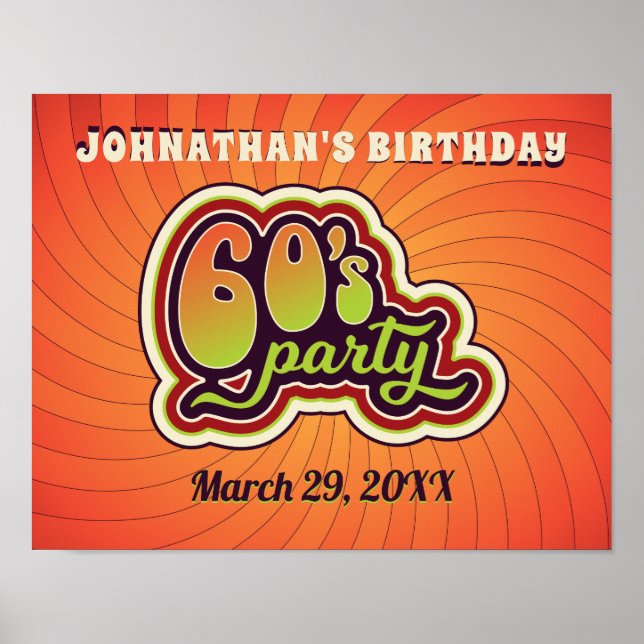 Groovy 60's Party Poster (Frente)