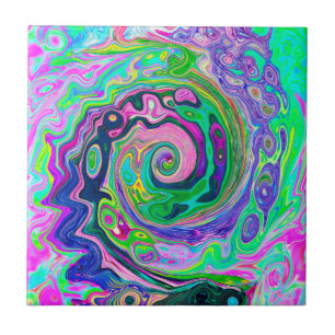 Groovy Abstrato Aqua e Marinho Lava Swirl