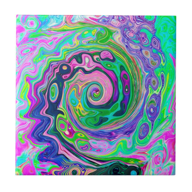 Groovy Abstrato Aqua e Marinho Lava Swirl (Frente)
