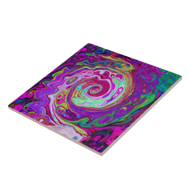 Groovy Abstrato Retro Magenta Chuva de Cores (Lateral)
