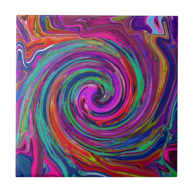 Groovy Abstrato Retro Magenta Dark Rainbow Swirl (Frente)
