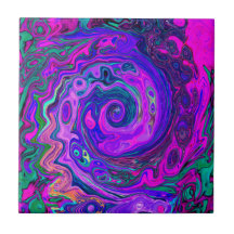 Groovy Abstrato Retro Magenta e Roxo Redemoinho