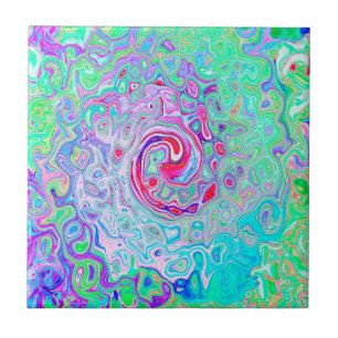 Groovy Abstrato Retro Rosa e Verde Redemoinho