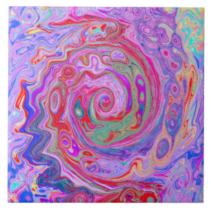 Groovy Abstrato Retro Vermelho, Roxo e Rosa Swirl