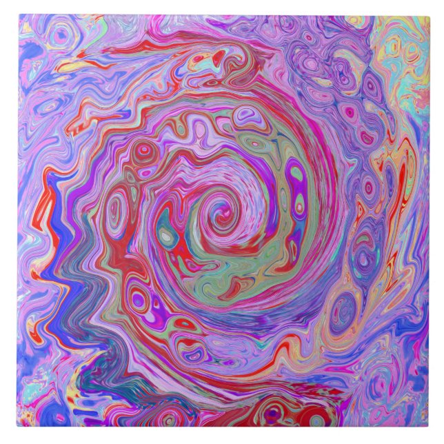 Groovy Abstrato Retro Vermelho, Roxo e Rosa Swirl (Frente)