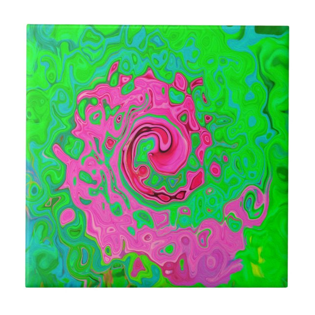 Groovy Abstrato Verde e Vermelho Lava Líquido Rede (Frente)