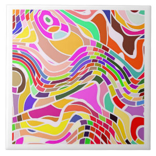 Groovy - Arte da Linha Retroativa  Azulejo cerâmi