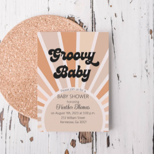 Groovy Baby Retro Sunshine Chá de fraldas Convite