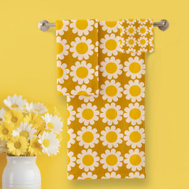 Groovy Daisy sunny yellow Bath Toalha