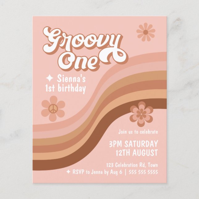 Groovy de Orçamento Um primeiro aniversario rosa-m (Frente)