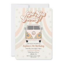 Groovy festa de aniversário, 70 anos de convite pa