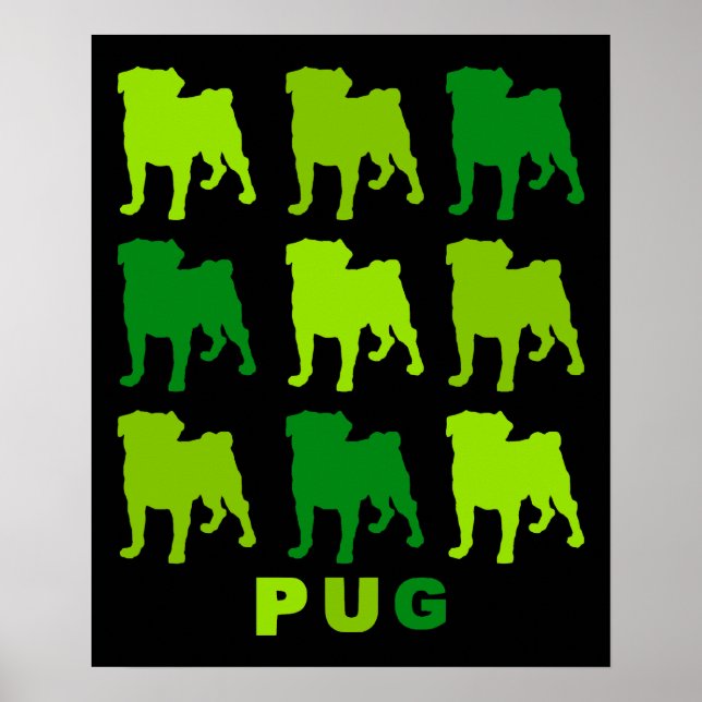 Groovy Green Pugs Poster (Frente)