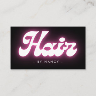 Groovy Hair Salon Neon Pink Cartão de visita