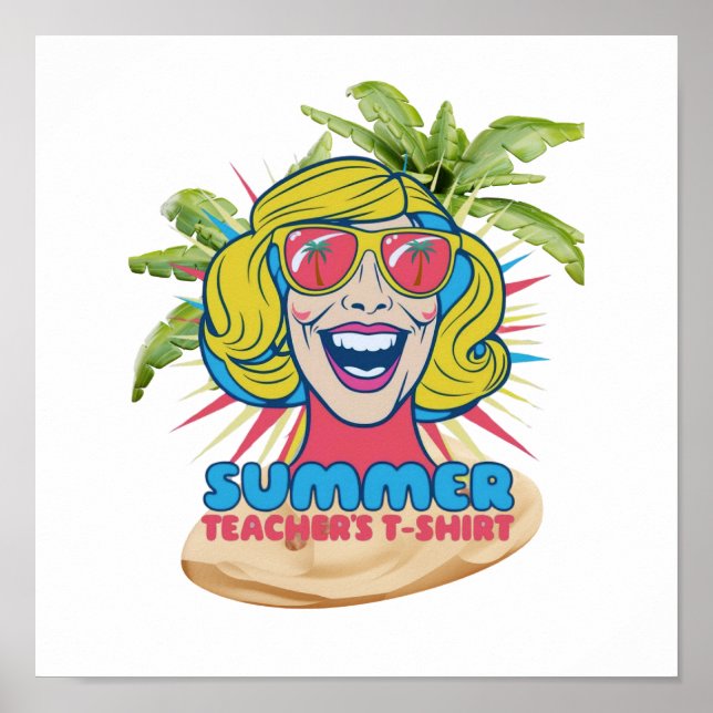 Groovy Happy Face Summer Vibes Poster para Profess (Frente)