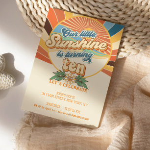 Groovy hippie convite para o 10.º aniversário da B