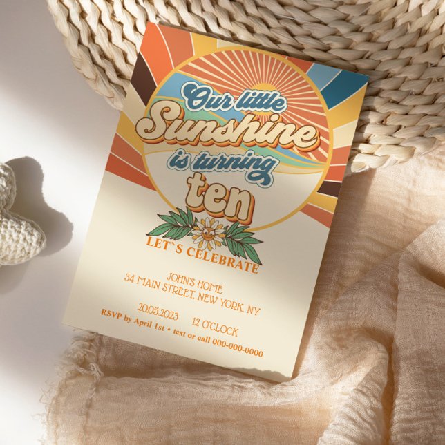 Groovy hippie convite para o 10.º aniversário da B (Criador carregado)