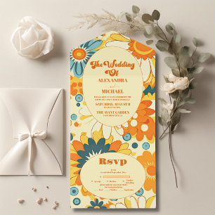 Groovy moderno floral de margarida amarelo & laran