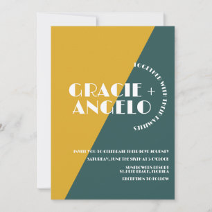 Groovy Mostarda Verde Dois Tons Convite Para Casam