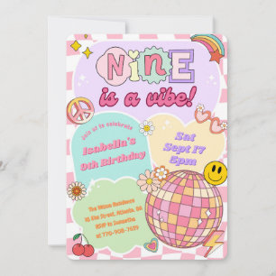 Groovy Nine é um Clima Convite de 9º Aniversário R