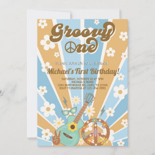 Groovy One boy 1rua primeiro convite de aniversári