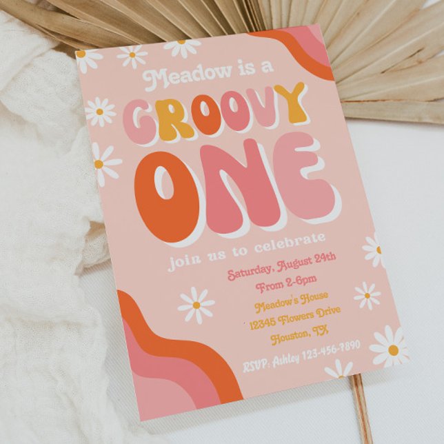 Groovy One First Birthday Convite | |Groovy One (Criador carregado)