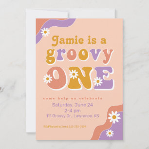 Groovy One Retro First Birthday Convite