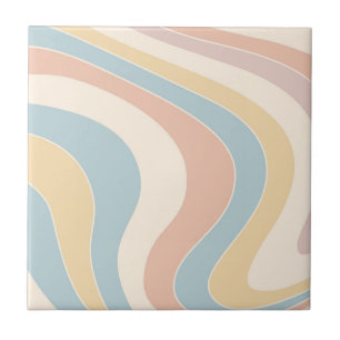 Groovy pastel retro style waves design