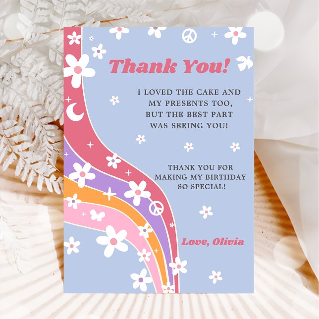 Groovy Rainbow Floral Cartões de agradecimentos (Criador carregado)