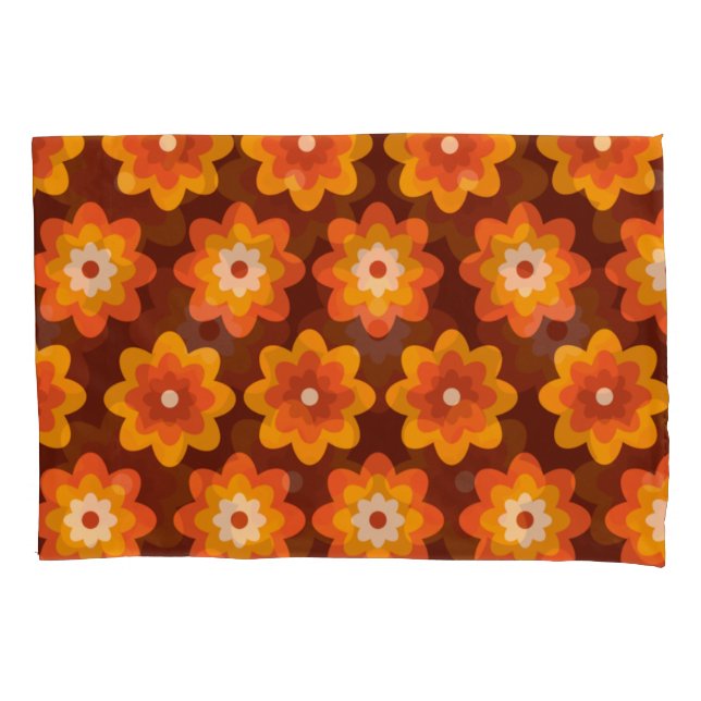 Groovy retro 70s com flor de laranja hippie hippie (Frente)