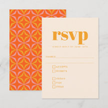 Groovy Retro 70s Design Orange Wedding RSVP