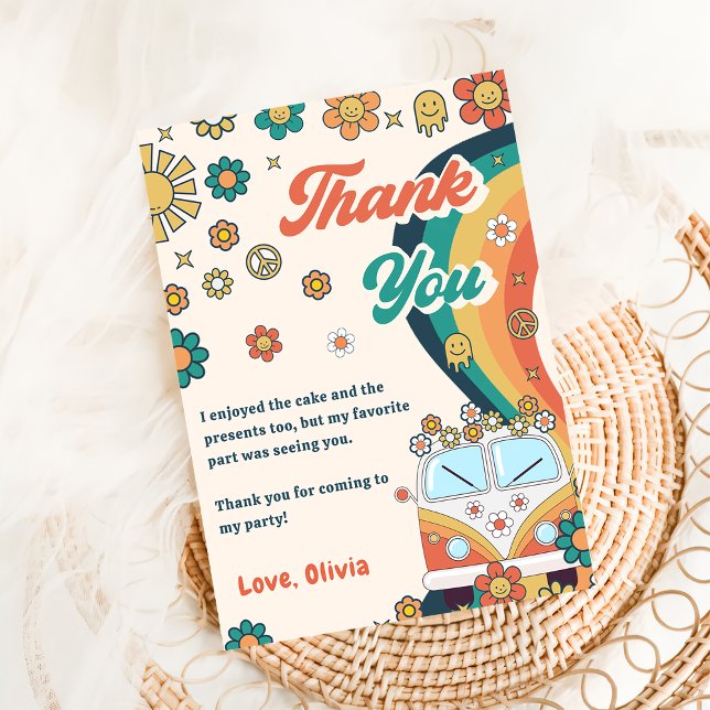 Groovy Retro Rainbow - Cartões de agradecimentos d (Criador carregado)