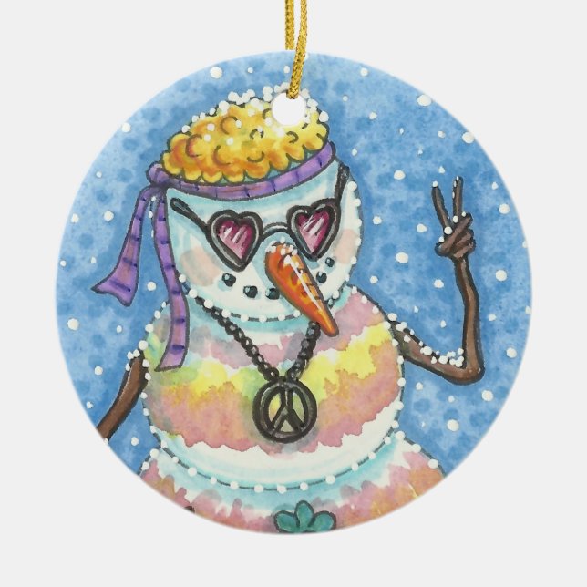 Groovy Snowman PEACE NO ENFEITES DE NATAL DA TERRA (Frente)