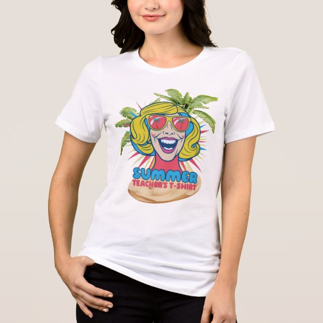 Groovy Summer Vibes Smiley Tee para Professores (Frente)