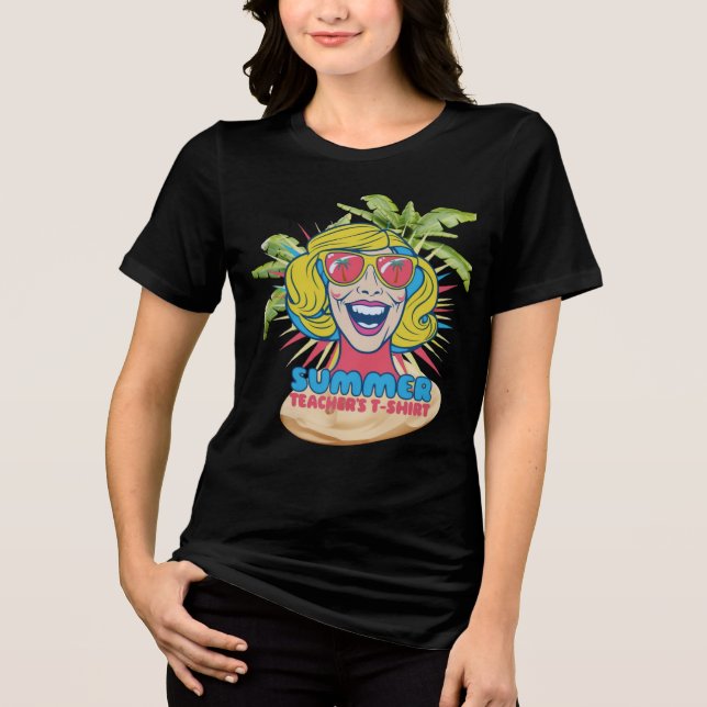 Groovy Summer Vibes Smiley Tee para Professores (Frente)