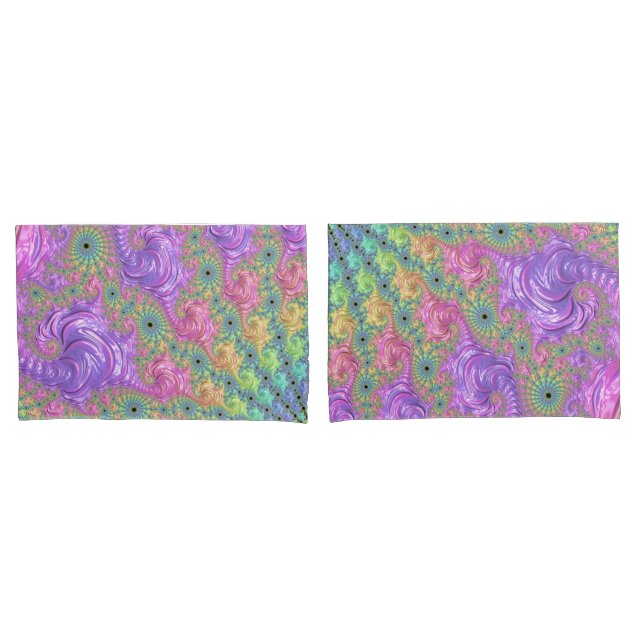 Groovy Trippy Boho Tom de Joia Fractal Arco-íris (Frente - conjunto)