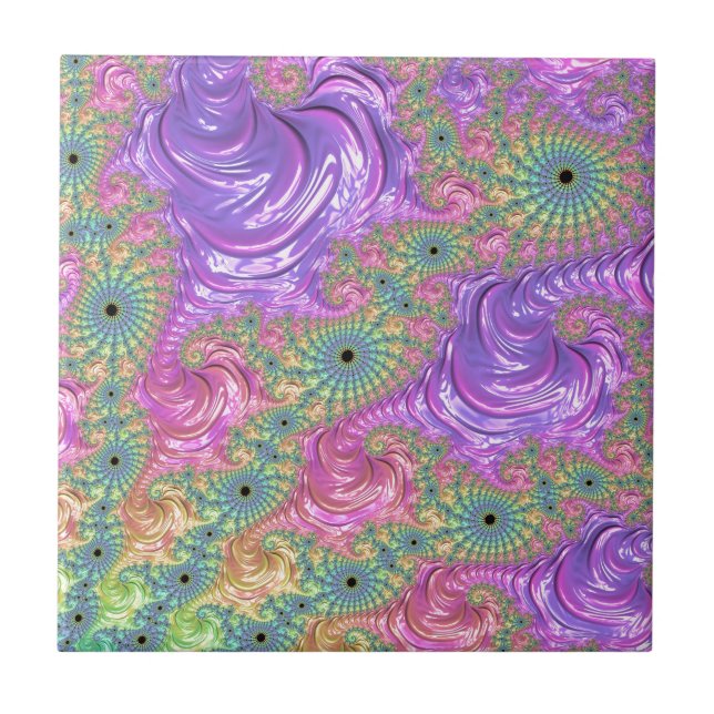 Groovy Trippy Boho Tom Janela Fractal Arco-íris (Frente)