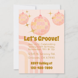Groovy Watercolor Disco Birthday Convite