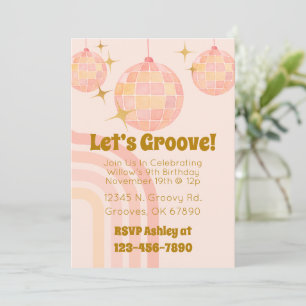 Groovy Watercolor Disco Birthday Convite