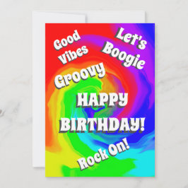 Groovy Wave of Colors Good Vibes Feliz Aniversário