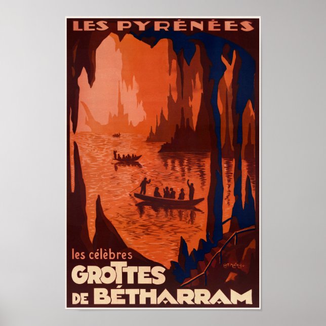 Grottes de Bétharram França Poster vintage 1910 (Frente)