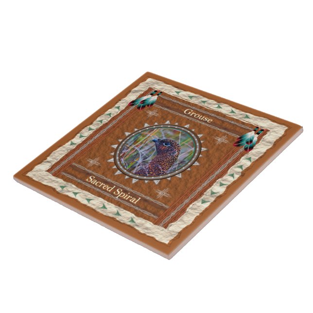 Grouse - Sacred Spiral Ceramic Tile (Lateral)