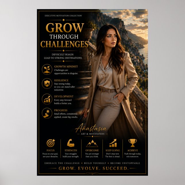 Grow Through Challenges – Motivation Poster (Frente)